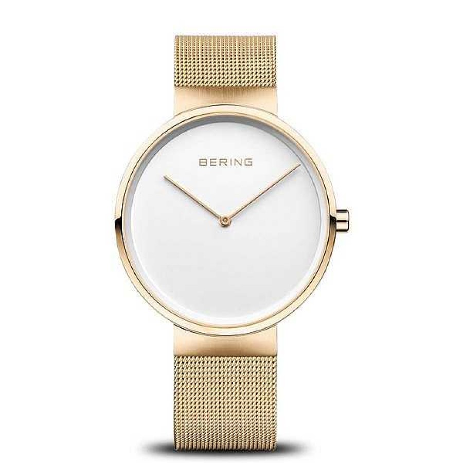 Uhren BERING | Bering - Klassische Unisex-Uhr In Geb Rstetem Und Poliertem Goldduplikat 39 Mm