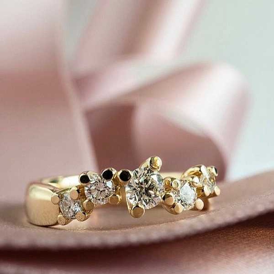 Ringe Nuran | Diamant-Twist-Ring Aus 14 Karat Wei Gold Mit Diamanten