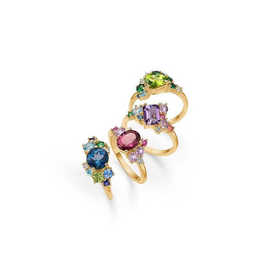 Ringe Mads Z | Mads Z - Four Seasons Autumn Ring Aus 14 Karat Gold Mit Blauem Stein Und 0,06 Karat.