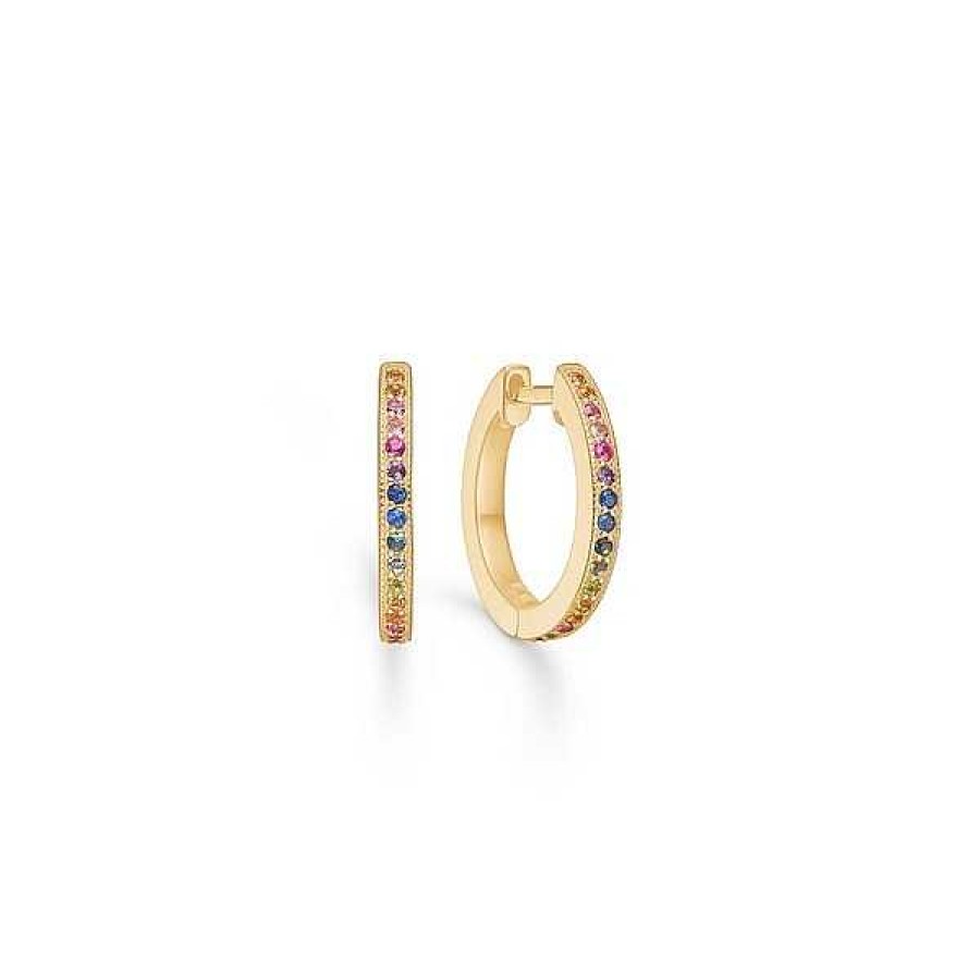 Ohrringe Mads Z | Mads Z - Poesie Regenbogen Creole In 14Kt. Gold Mit Edelsteinen. 15 Mm.