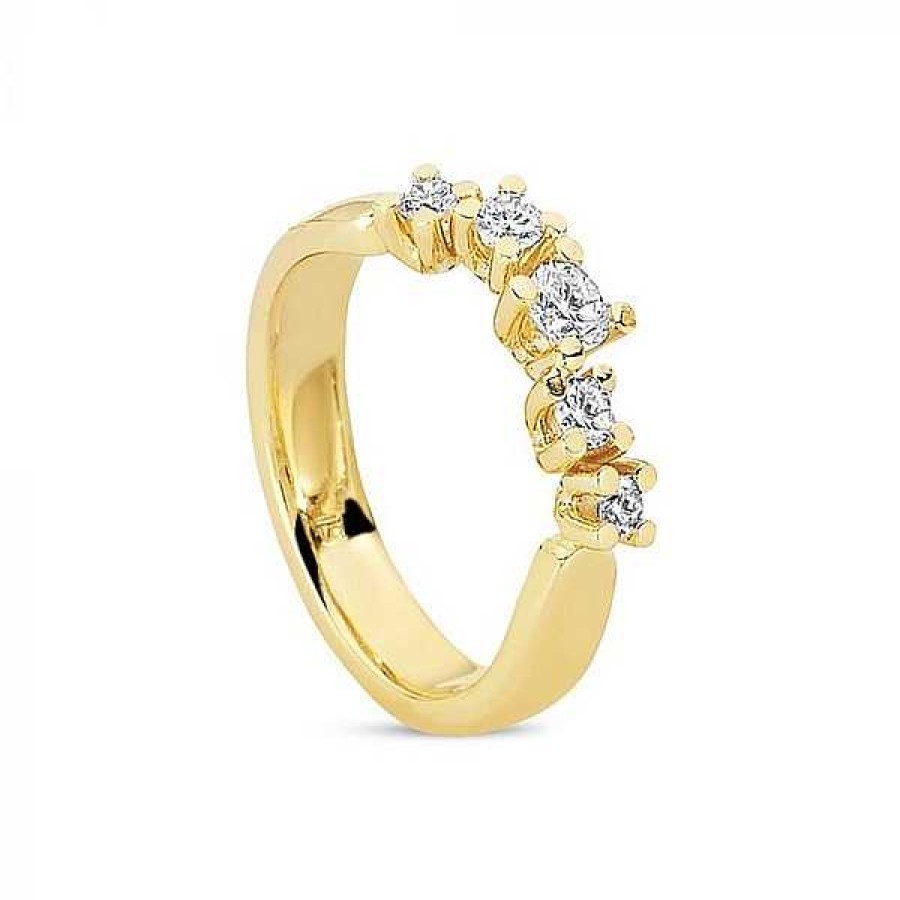 Ringe Nuran | Diamant Twist Ring Aus 14 Karat Gold Mit Diamanten