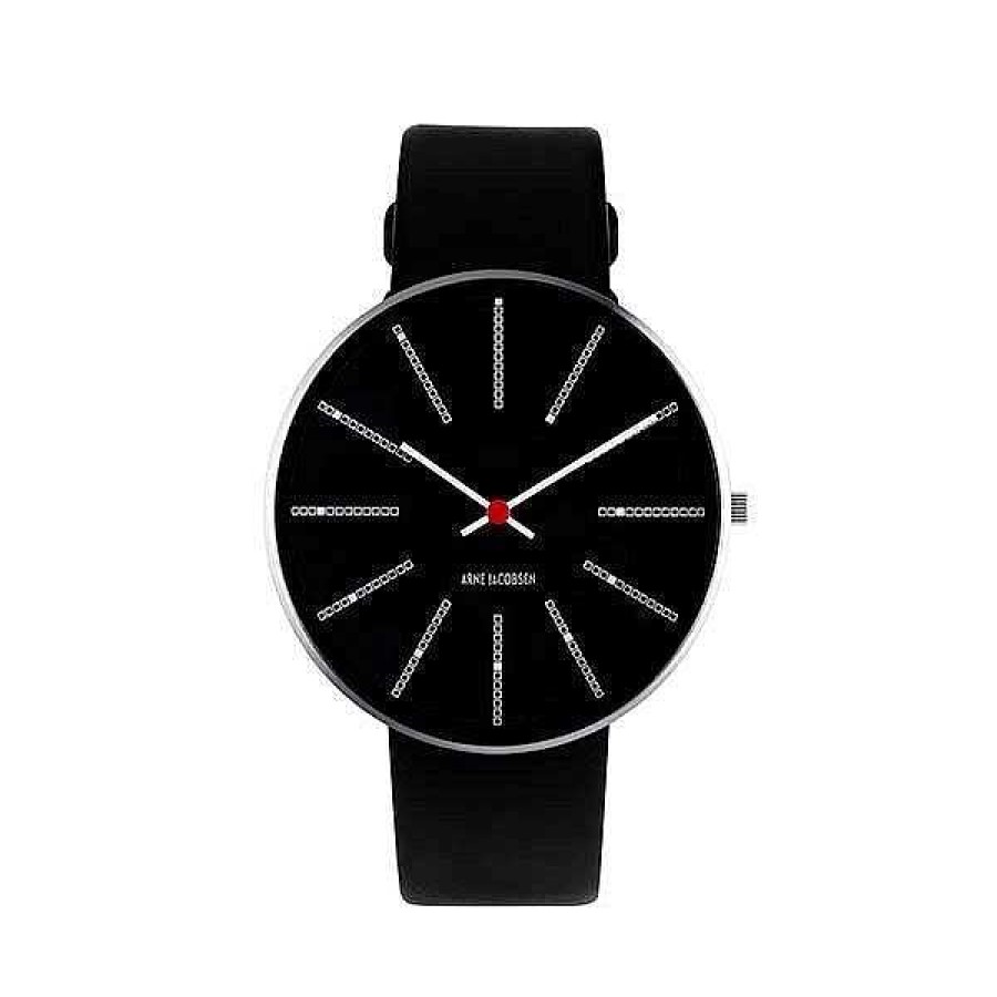 Uhren Arne Jacobsen | Arne Jacobsen - Bankiersuhr - 34 Mm - Schwarzes Zifferblatt, Schwarzes Armband