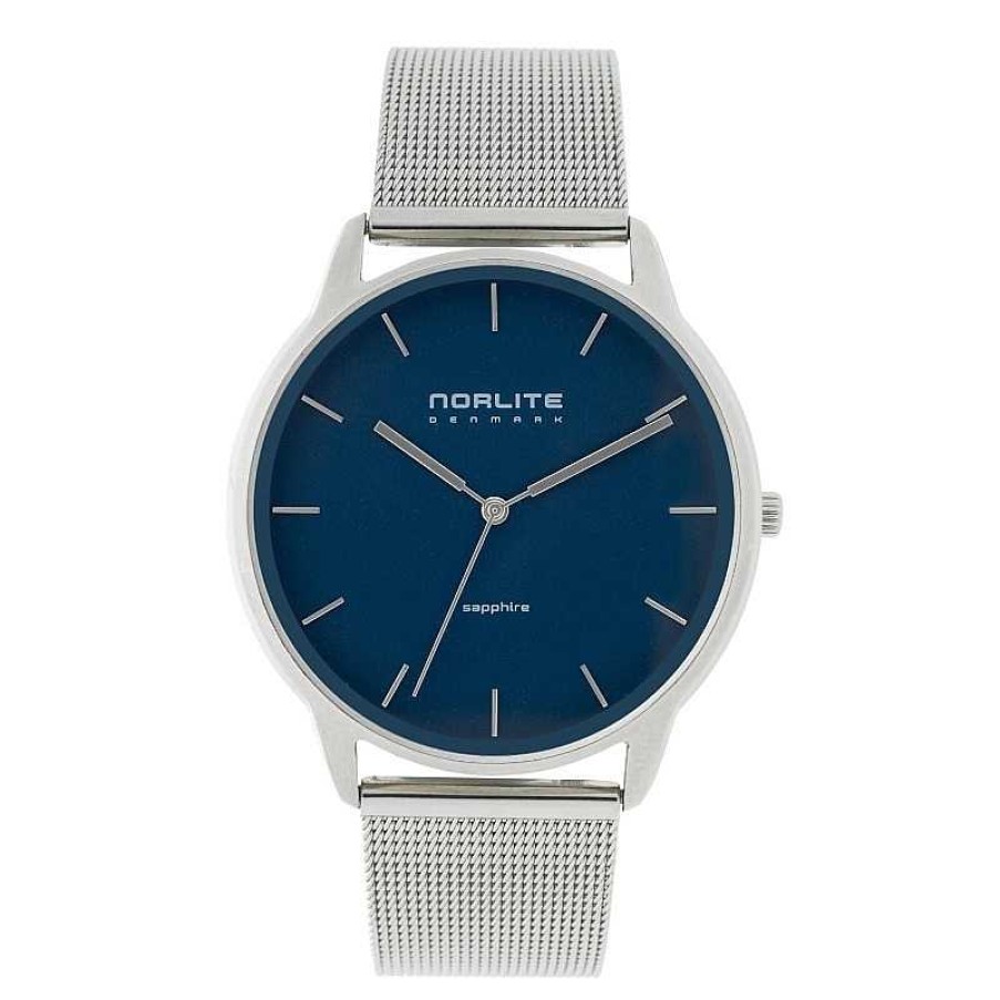 Ohrringe Norlite | Norlite - Herrenuhr Edelstahl Mesh Armband/Blaues Zifferblatt In 40 Mm