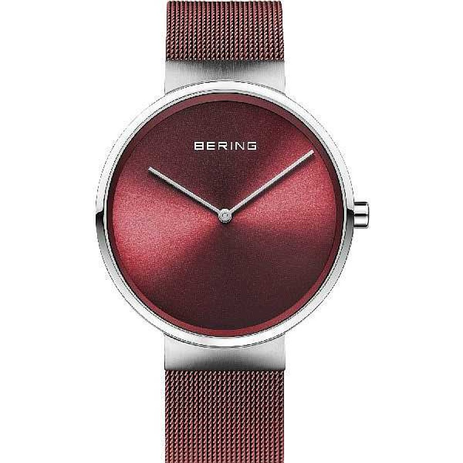 Uhren BERING | Bering - Klassische Damenuhr In Dunkelrot 39 Mm