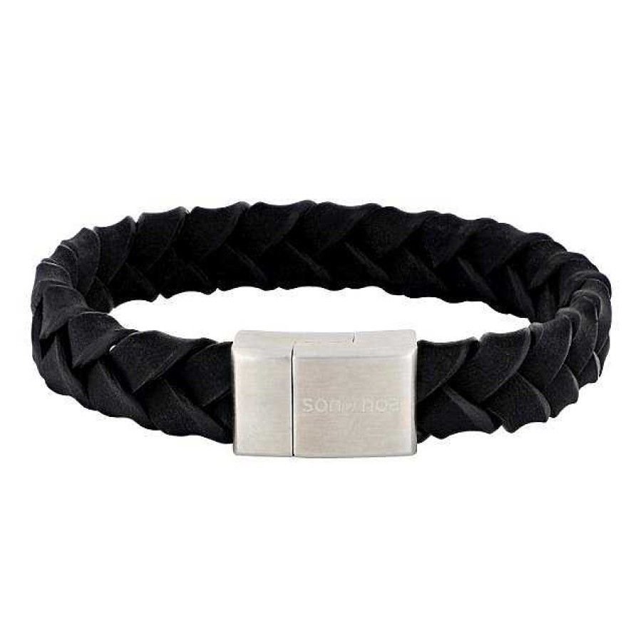 Armb Nder Nordahl Andersen | Son Of Noa - Herrenarmband Schwarzes Kalbsleder 21Cm.