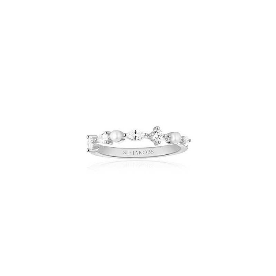 Ringe Sif Jakobs Jewellery | Sif Jakobs - Ring Adria Aus Silber Mit Perlen Und Zirkonen