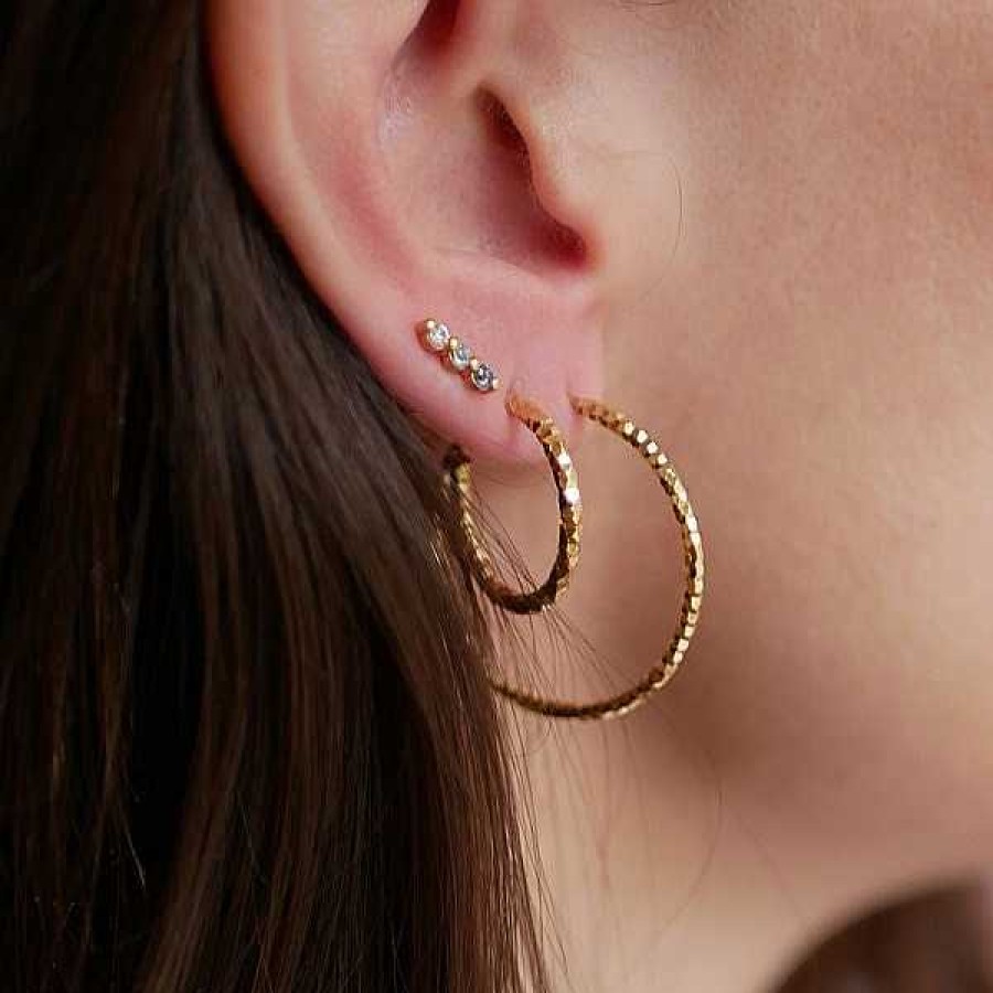 Ohrringe Enamel Copenhagen | Enamel - Diamond Cut Hoops Small In Vergoldet