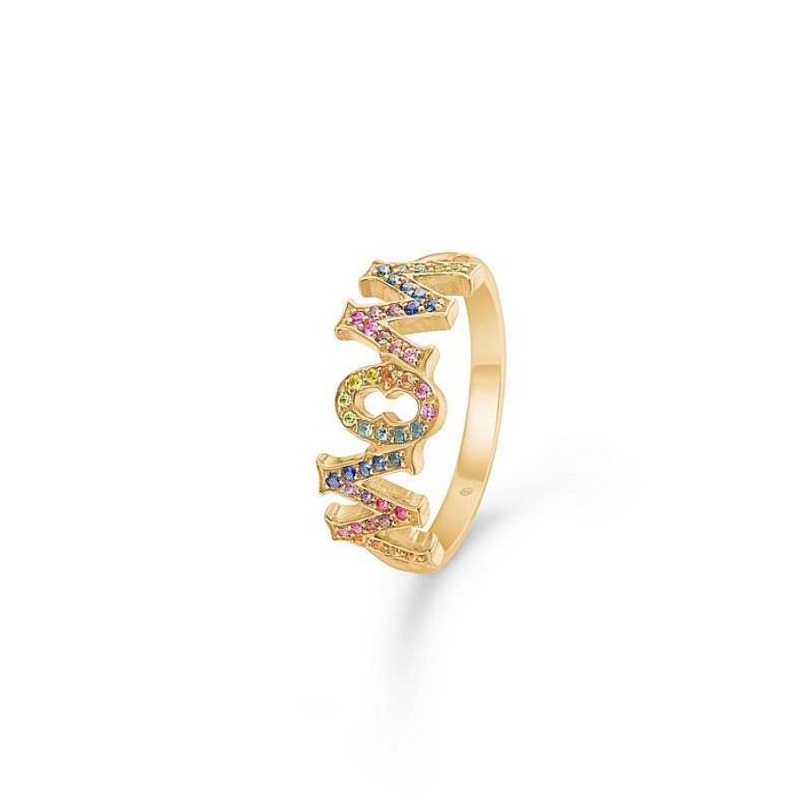 Ringe Mads Z | Mads Z - Wow / Mom Ring Aus 14 Karat Gold Mit Echtem Stein