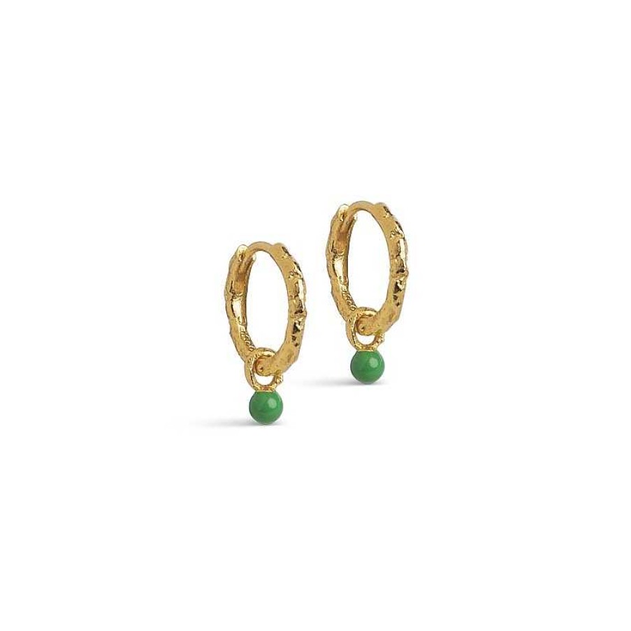 Ohrringe Enamel Copenhagen | Enamel - Belle Grass Green Hoops I Vergoldete Silber