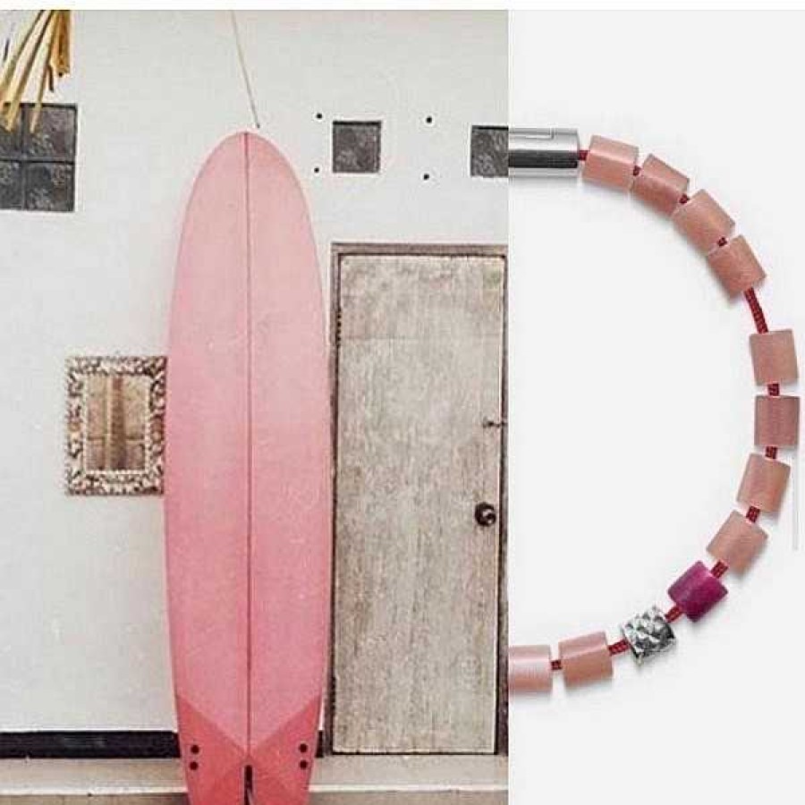 Schmuck F R M Nner Mads Z | Black Sun Surfer'S Point, Barbados Rotes Nylon Und Perlen Mit Silberner Schlie E