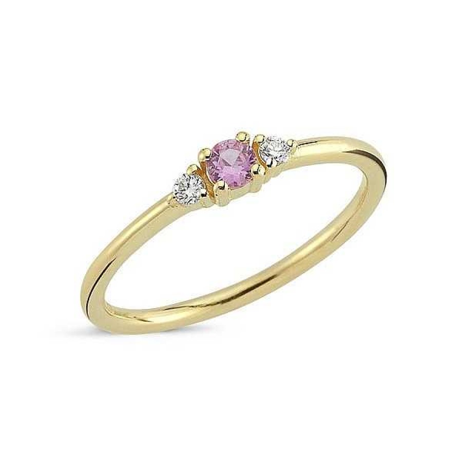 Ringe Nuran | Petit - Ring Aus 14-Kar Tigem Gold Mit Rosa Saphiren Und Diamanten Von Insgesamt 0,05 Ct.