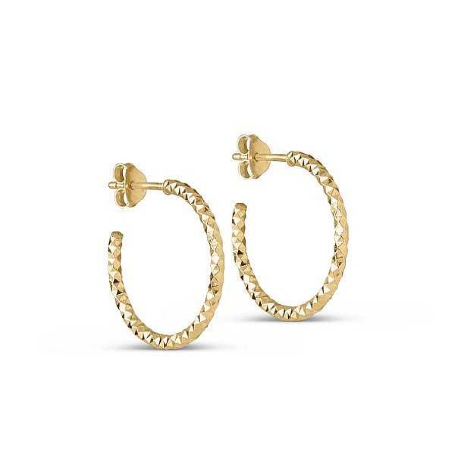 Ohrringe Enamel Copenhagen | Enamel - Diamond Cut Hoops Small In Vergoldet