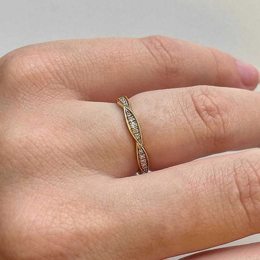 Ringe Nuran | Lilienblatt - Ring Aus 14 Karat Gold Mit Diamanten Von Insgesamt 0,15 Karat