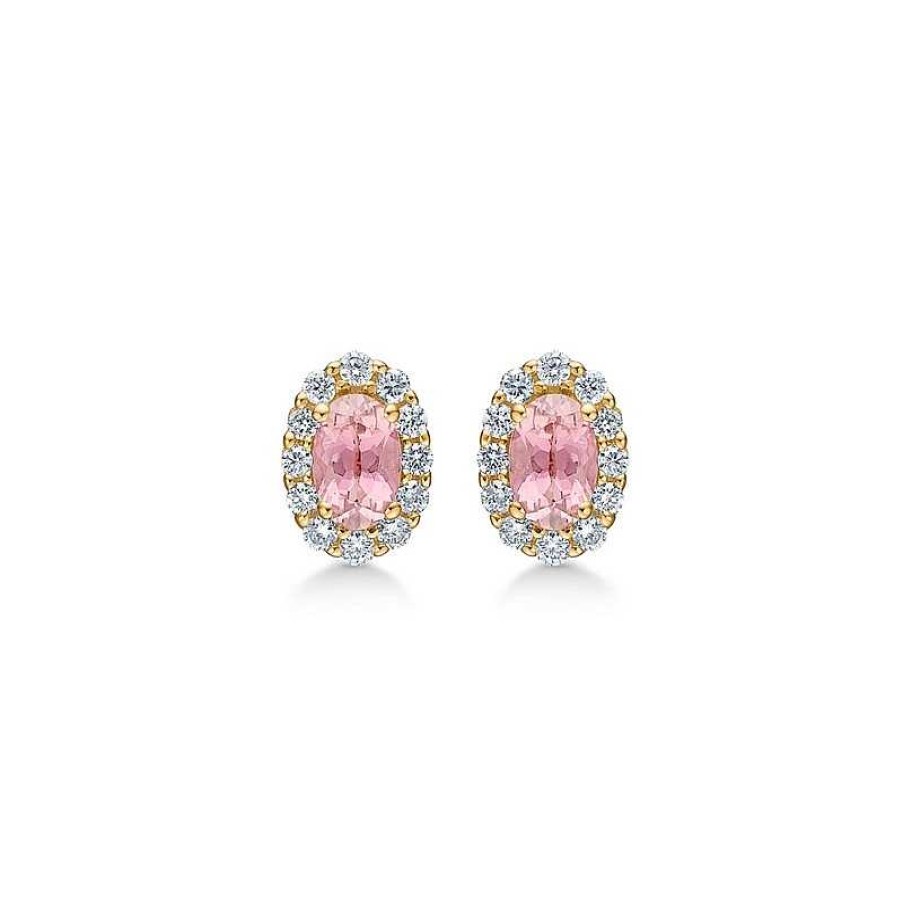 Ohrringe Mads Z | Mads Z - Portofino-Ohrringe Aus 14 Kt Gold Mit Rosa Topas Und 0,35 Ct