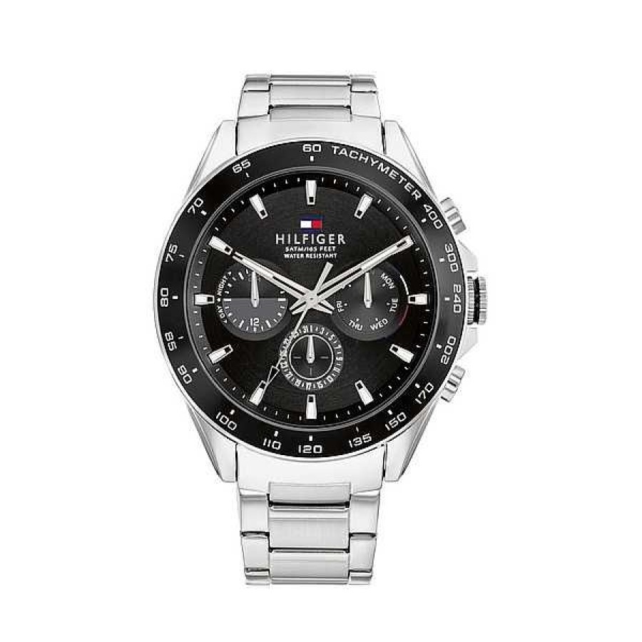 Uhren Tommy Hilfiger | Tommy Hilfiger - Herrenuhr Mit Stahlarmband Und Schwarzem Zifferblatt