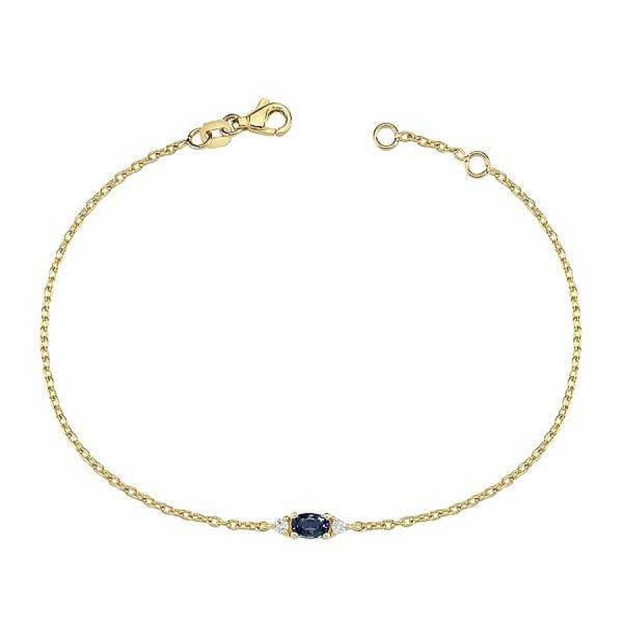 Armb Nder Nuran | Petit Oval - Armband Aus Blauem Saphir Aus 14 Kt. Gold Mit Insgesamt 0,05Ct.