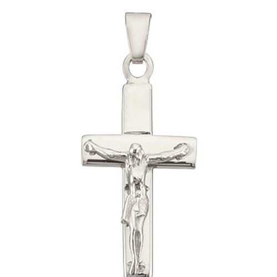 Anh Nger BNH | Breite Stolpe Kreuz Anh Nger Mit Jesus In Silber - Medium 17X27