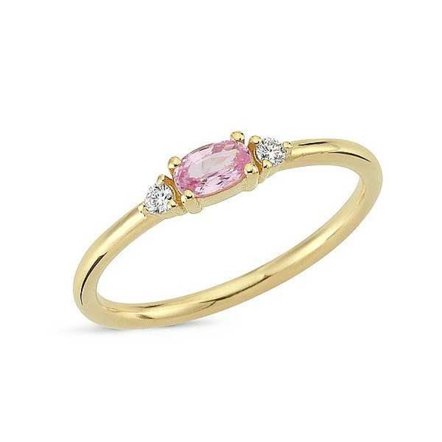 Ringe Nuran | Petit Oval - Ring Mit Ovalem Rosa Saphir Aus 14-Kar Tigem Gold Mit Einem Gesamtgewicht Von 0,05Ct.