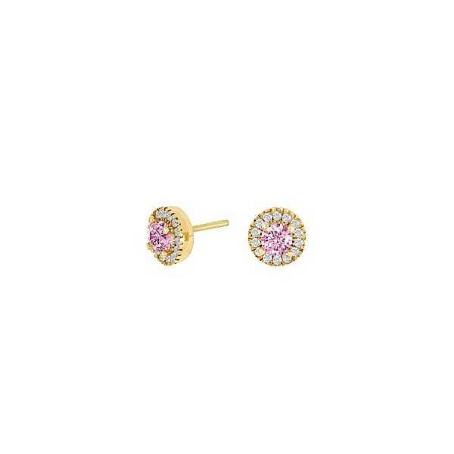 Ohrringe Siersbøl | Ohrstecker Aus 8Kt. Gold Mit Rosa Zirkon Rose 7Mm