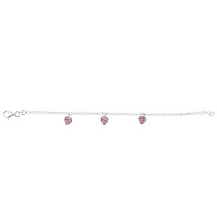 Armb Nder Nordahl Andersen | Silber Armband F R Kinder Mit 3 Herzen Mit Rosa Zirkonia