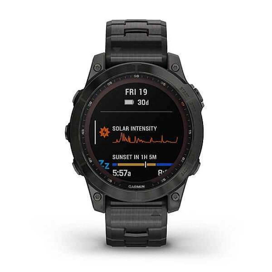 Uhren GARMIN | Garmin - Fenix 7 Sapphire Solar Mit Dlc-Titan Und Titanarmband