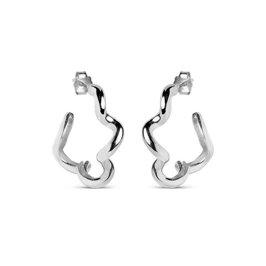 Ohrringe Enamel Copenhagen | Enamel - Curly Hoops In Silber