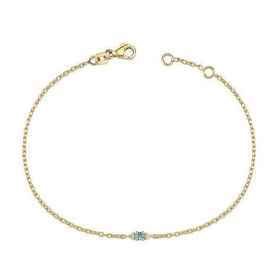 Armb Nder Nuran | Petit - Armband Aus 14-Kar Tigem Gold Mit Blauen Topasen Mit Einem Gesamtgewicht Von 0,04Ct.