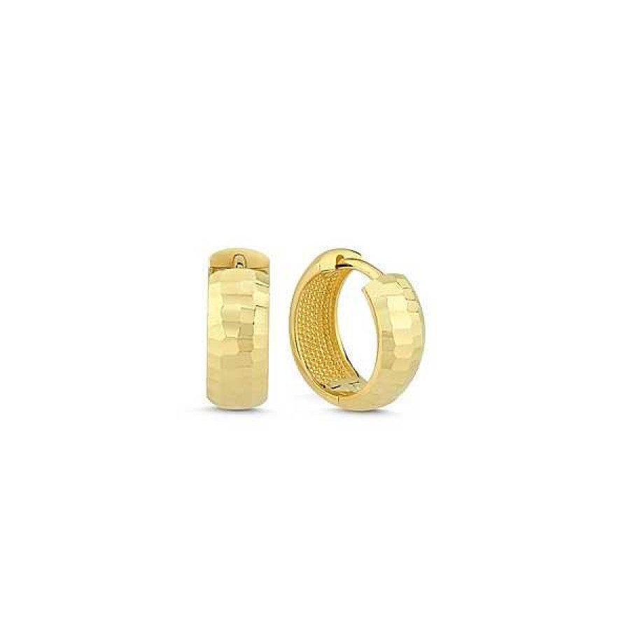 Ohrringe Melfia | Melfia Creolen Mit Facetten 14Kt. Gold 13Mm