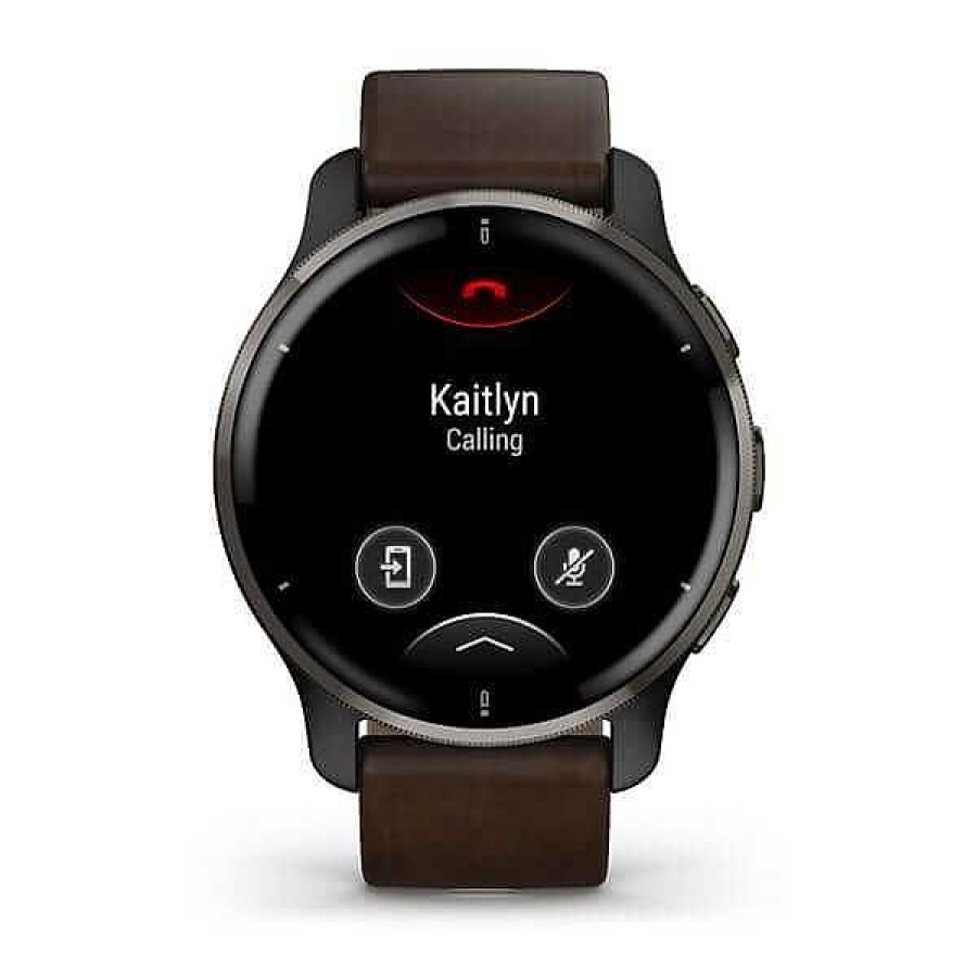 Uhren GARMIN | Garmin - Venu 2 Plus, Gps, Schwarz + Schiefer Leder Smartwatch