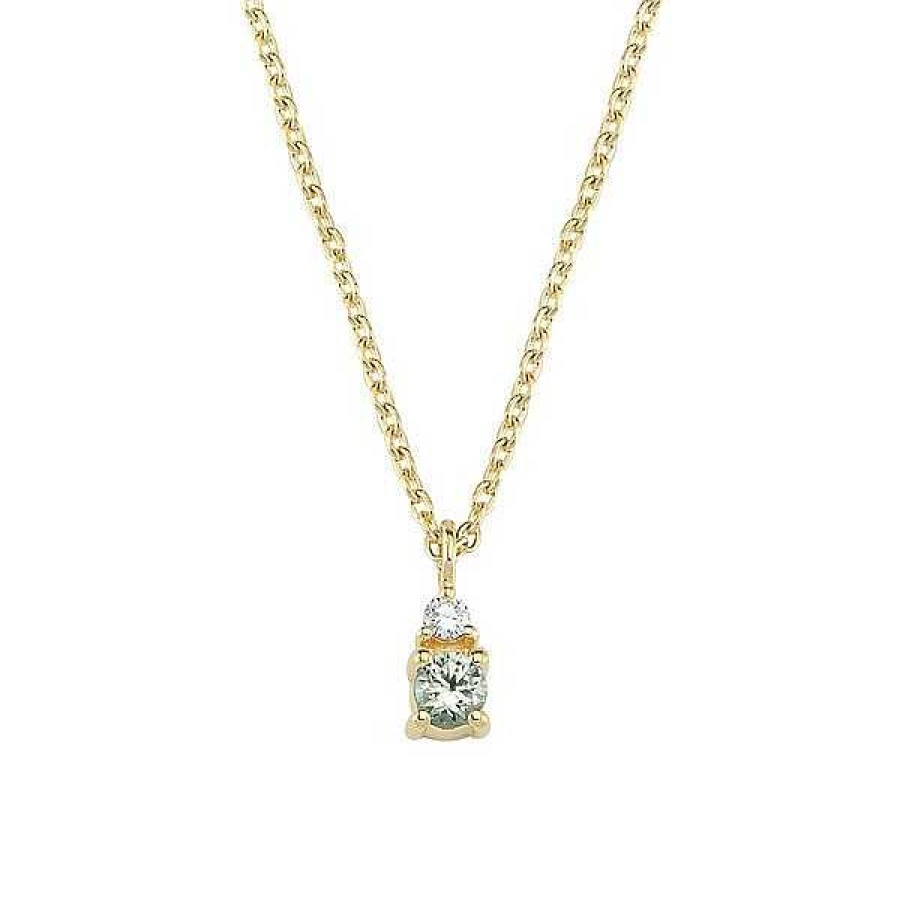 Halsketten Nuran | Petit - Halskette Mit Gr Nem Saphir Aus 14Kt. Gold Und 0,025 Ct.