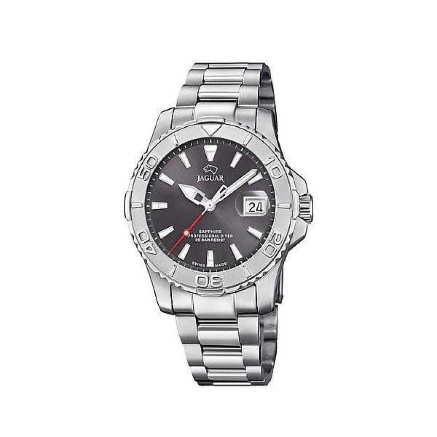 Uhren Jaguar | Jaguar - Unisex Executive Diver Mit Grauem Zifferblatt Und Stahlarmband