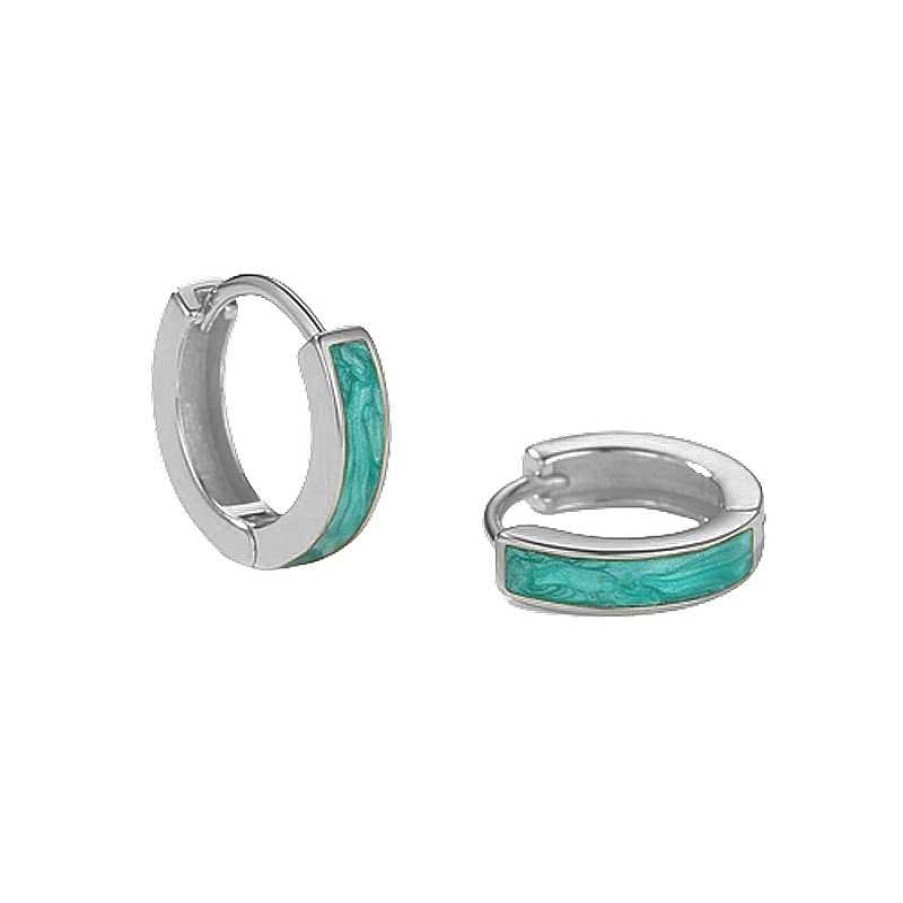 Ohrringe ByBirch | Bybirch - Heidi Hoops I Silber Mit Gr Ner Emaille