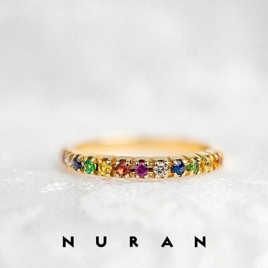 Ringe Nuran | Ring Per Aus 14 Karat Gold Mit Mehrfarbigen Steinen