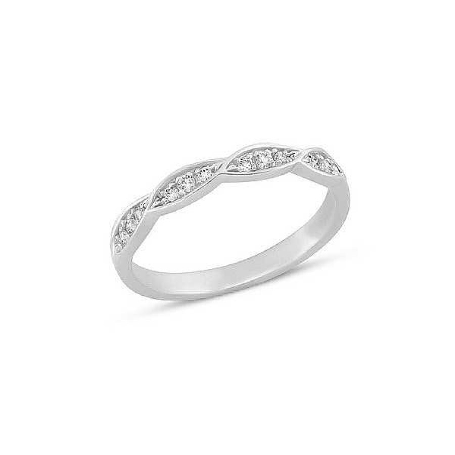 Ringe Nuran | Lilienblatt - Ring Aus 14 Karat Wei Gold Mit Diamanten Von Insgesamt 0,14 Karat