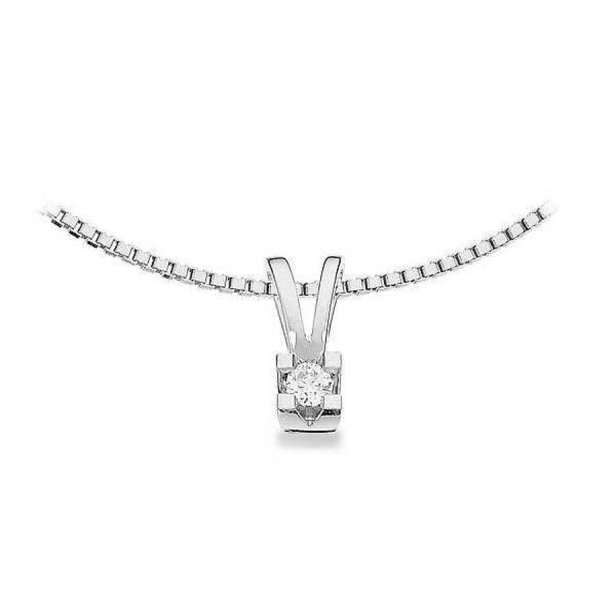 Halsketten Scrouples | Kleopatra Anh Nger Aus 14Kt. Wei Gold 0,05Ct.-0,50Ct. Diamant