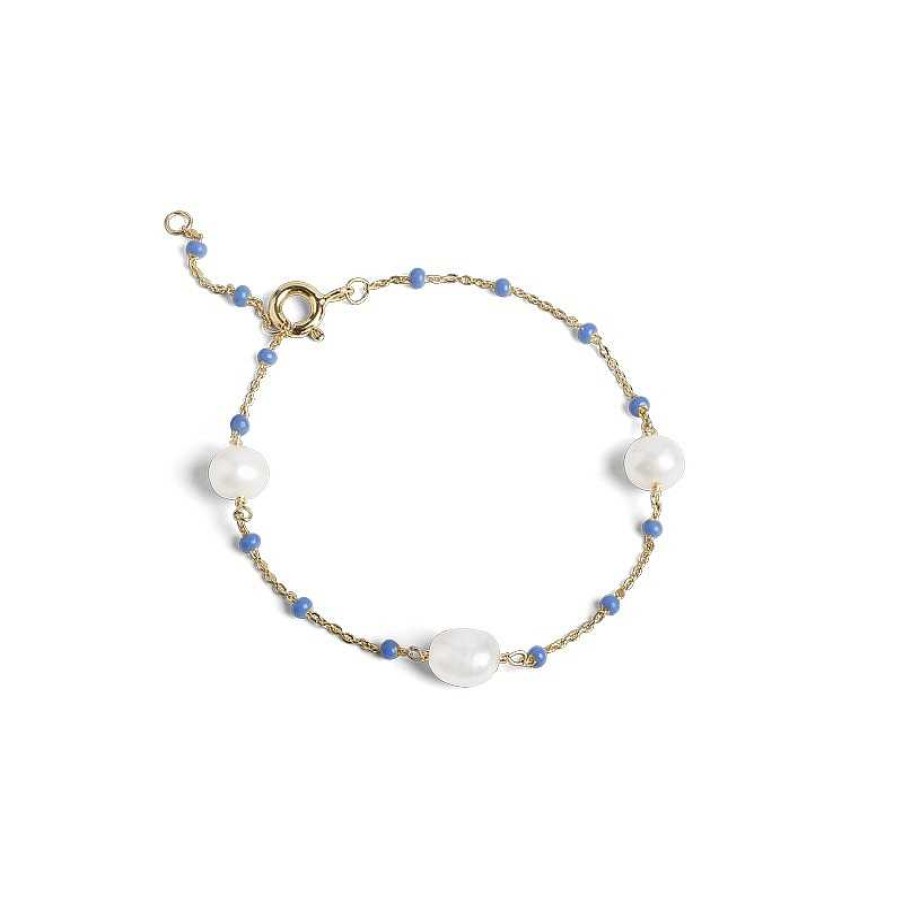 Armb Nder Enamel Copenhagen | Enamel - Lola Perlita Cornflower Armband I Vergoldete Silber