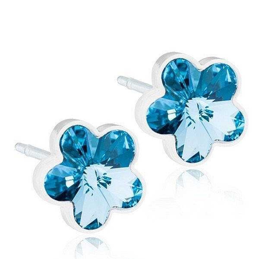 Kinderschmuck Blomdahl | Blomdahl - Ohrringe Blume Aquamarin 6 Mm