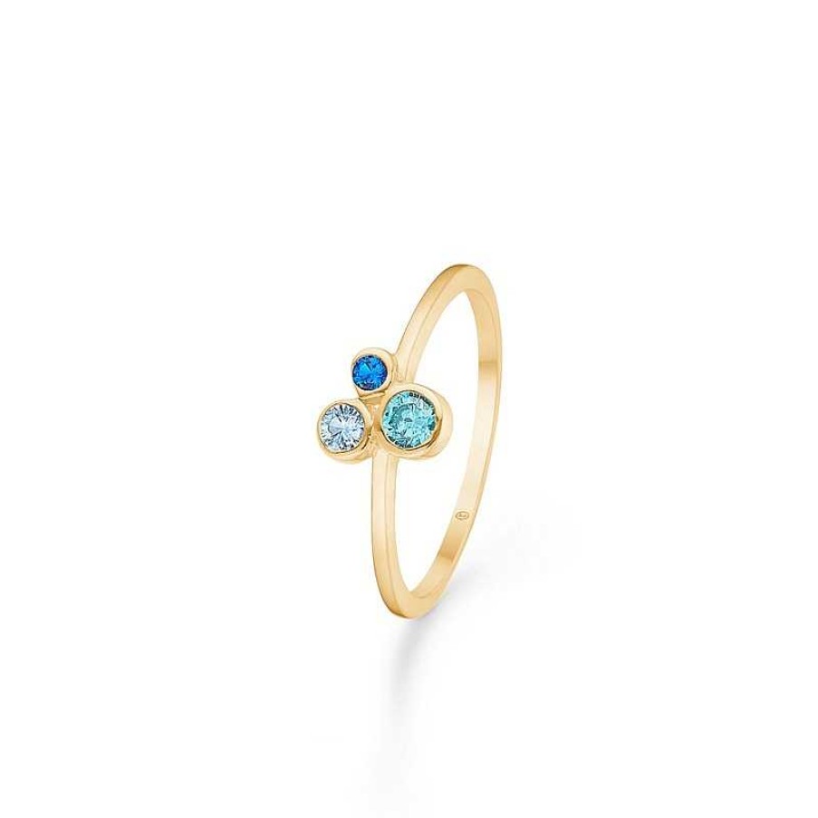 Ringe Mads Z | Mads Z - Emily Ring Aus 8 Karat Gold Mit Blauem Zirkonia