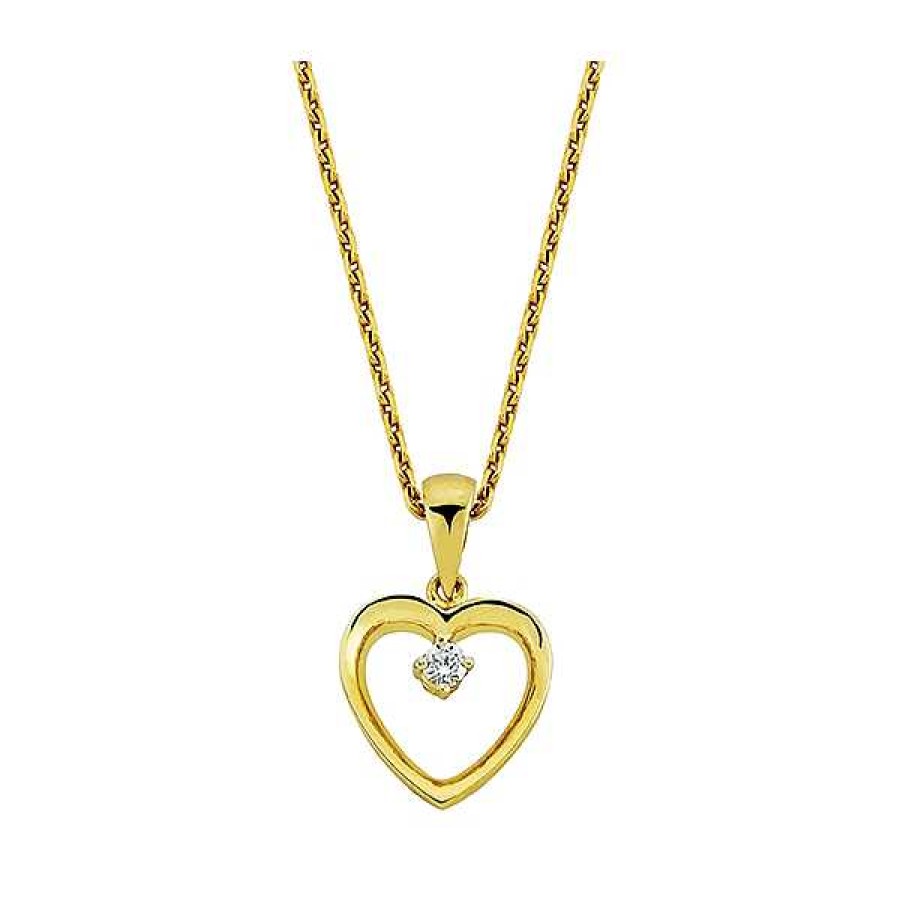 Halsketten Nuran | 14 Kt. Herz-Halskette Aus Gold Mit Einer Kette Aus 0,02Ct Brillant-W.