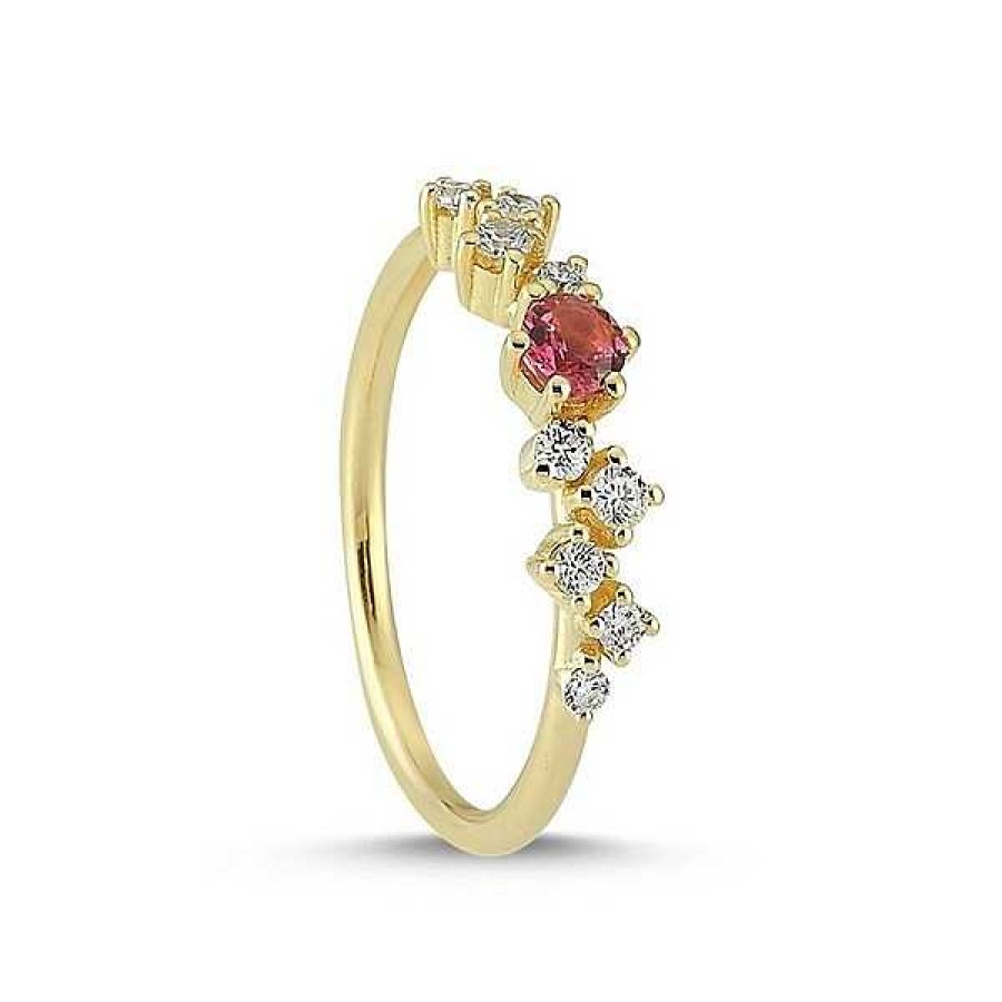 Ringe Nuran | Nuran - Twinkle Ring Aus 14Kt. Gold Mit Rosa Turmalin Und Insgesamt 0,16 Ct.