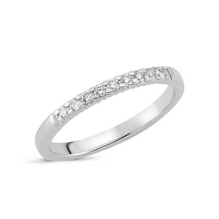 Ringe Nuran | Trauring Lucca Aus 14Kt. Wei Gold Mit 9 Diamanten Im Brillantschliff Von Insgesamt 0,15Ct.