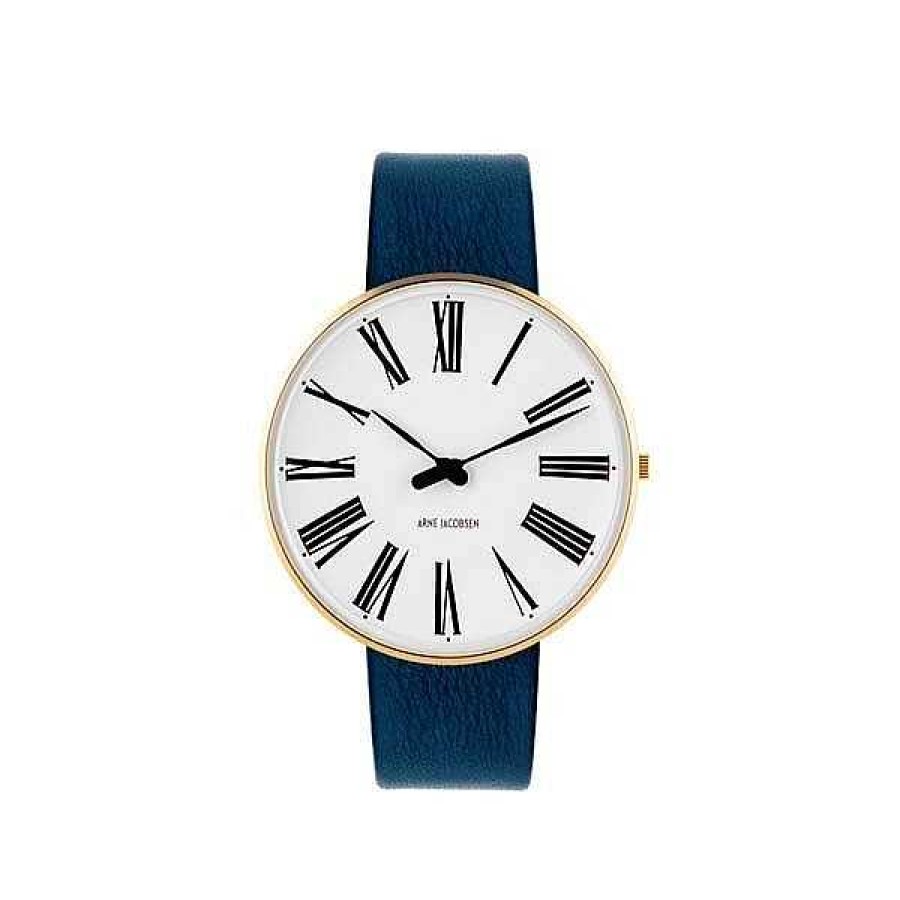 Uhren Arne Jacobsen | Arne Jacobsen - Roman Watch - 40 - Wei Es Zifferblatt, Marineblaues Armband, Geb Rstetes Ip-Goldgeh Use