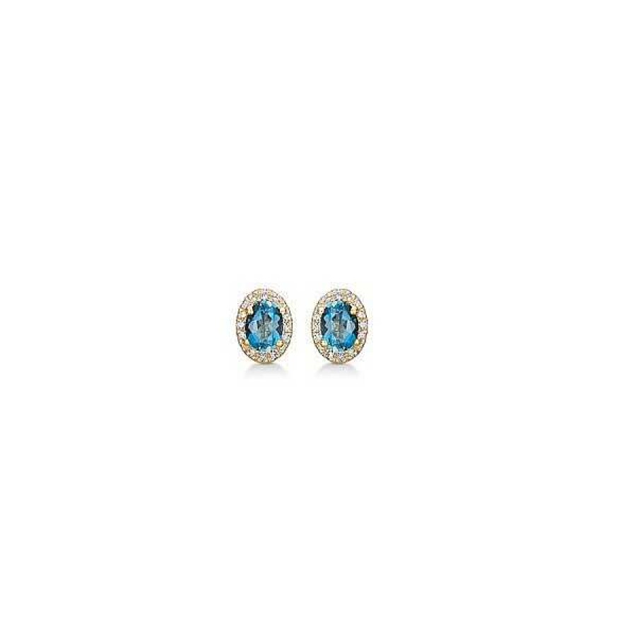 Ohrringe Mads Z | Mads Z - Madeleine Ohrringe Aus 14Kt. Gold Mit Blauem Topas Und 0,045Ct. Diamanten