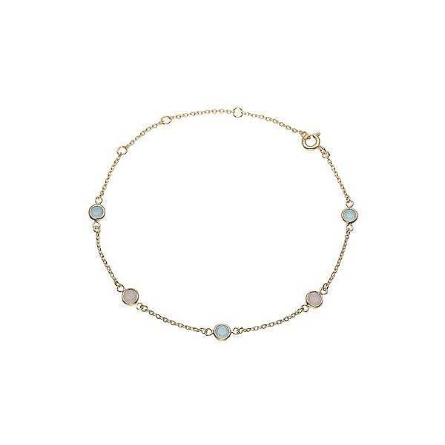 Armb Nder Aagaard | Aagaard - Armband Aus 8Kt. Gold Mit Rosa Und Blauen Achaten