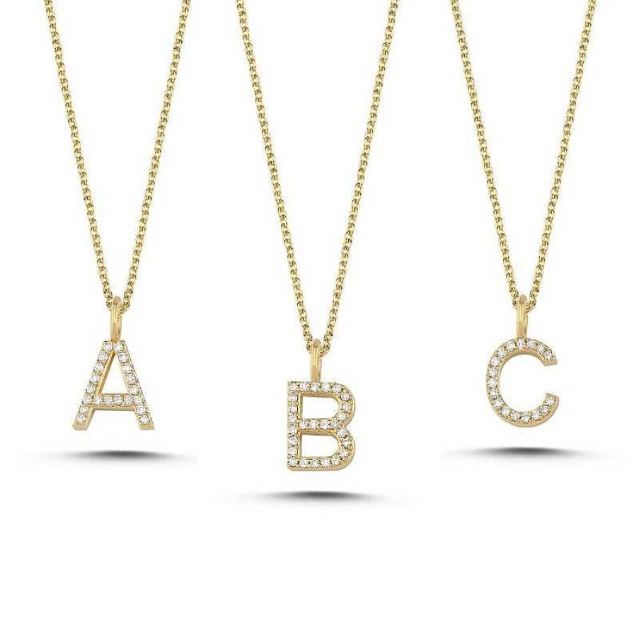 Anh Nger Nuran | Buchstabenanh Nger Aus 14 Kt Gold Mit Insgesamt 0,035 - 0,115Ct