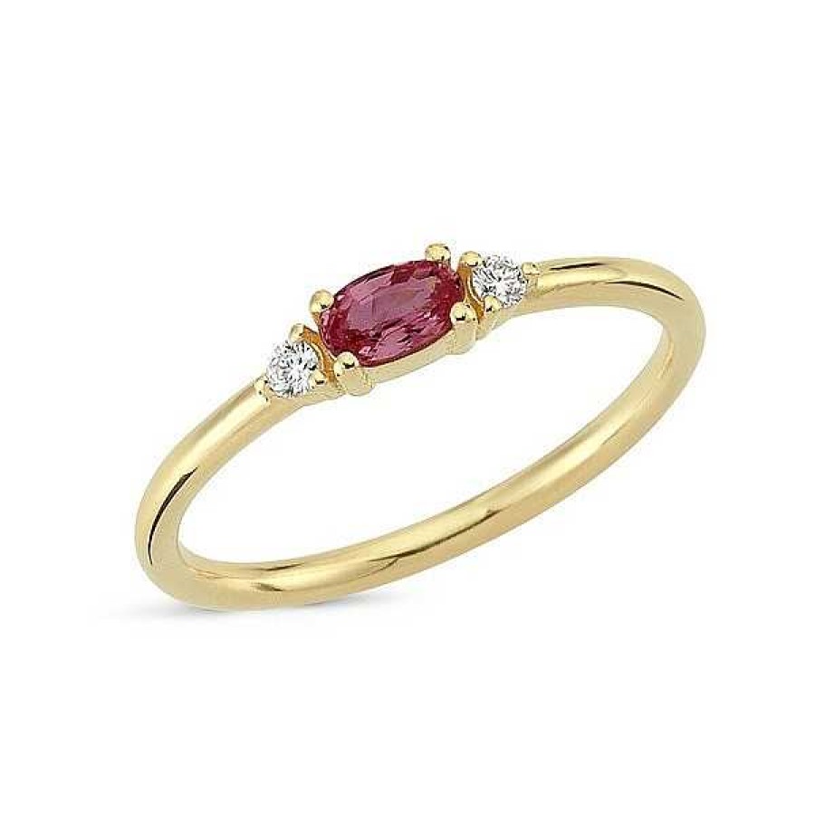 Ringe Nuran | Petit Oval - Ring Mit Ovalem Rubin Aus 14-Kar Tigem Gold Mit Einem Gesamtgewicht Von 0,05Ct.