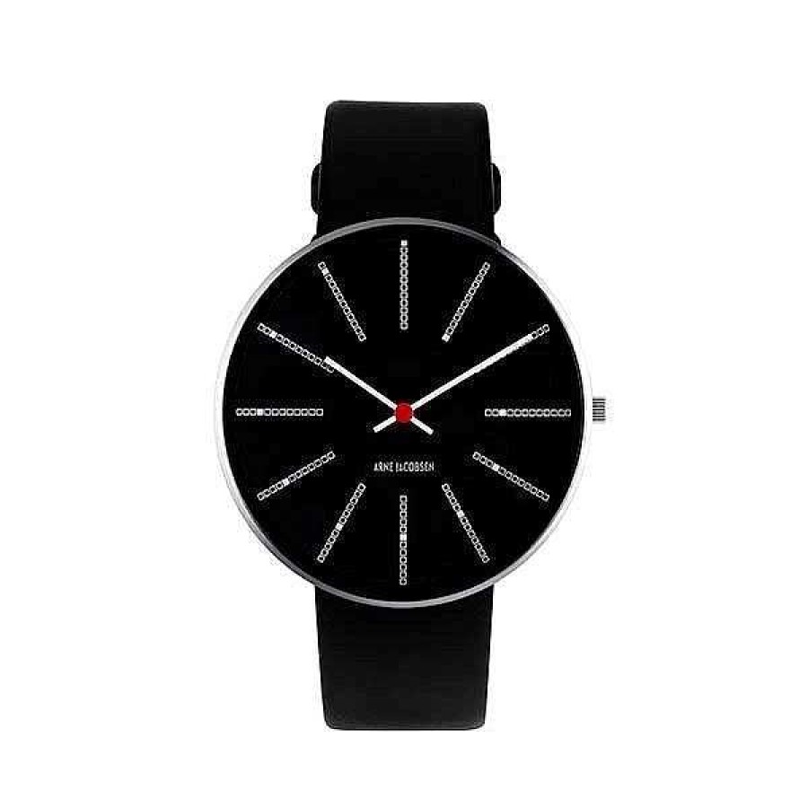 Uhren Arne Jacobsen | Arne Jacobsen - Bankiersuhr - 40 Mm - Schwarzes Zifferblatt, Schwarzes Armband