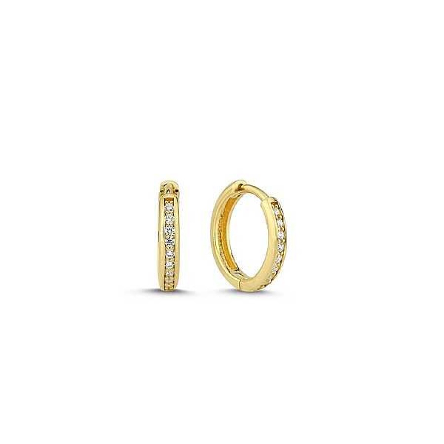 Ohrringe Melfia | Melfia Ohrringe Mit Zirkonia 14Kt. Gold Rundes Profil 12,5Mm.