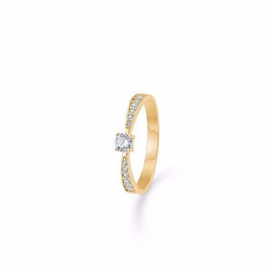 Ringe Guld & Sølv Design | Gold & Silber Design - Solit R-Pav -Ring Mit Zirkonen Aus 8Kt. Gold