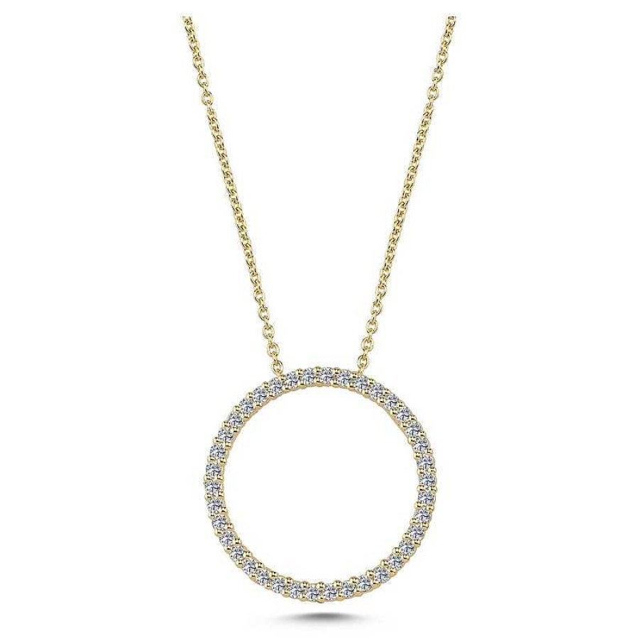 Halsketten Nuran | Circle - Diamantanh Nger Aus 14 Karat Gold Mit Einem Gesamtgewicht Von 0,38 Karat